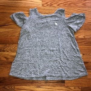 Abercrombie kids off the shoulder gray shirt